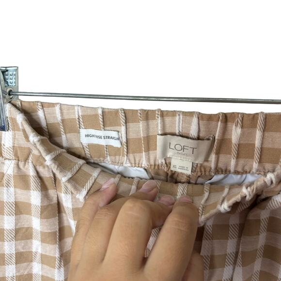 Ann Taylor LOFT Cream Light Brown Stretchy Waist Tapered Trouser Pants Women XS - Picture 3 of 8